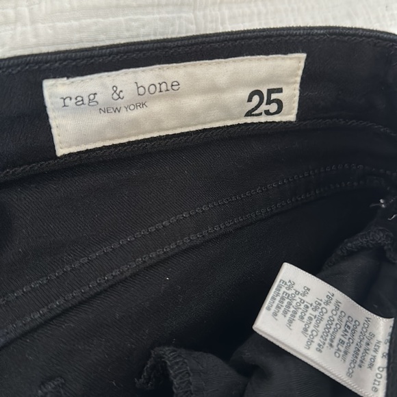 Rag & Bone Cate Mid Rise Flare Size 25 in Black with White Racer Stripes - Picture 4 of 5